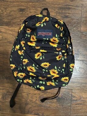 jansport backpack sunflowers yelloow Big Student padded shoulder JANSPORT Main Campus Sunflower Black